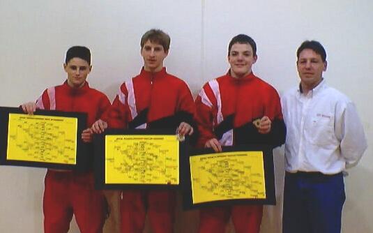 Jerimiah Johnson, Eric Rand, Brian Loehrke, and Coach Potratz, Champions at CWC Tournament